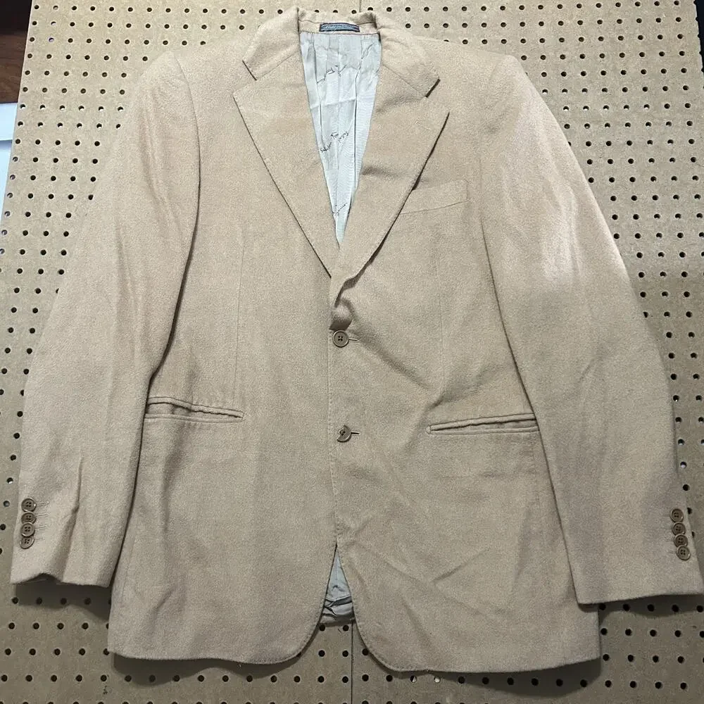 Salvatore Ferragamo Sport Coat Mens 42 R Tan Brown Pure Camel Hair Blazer Italy